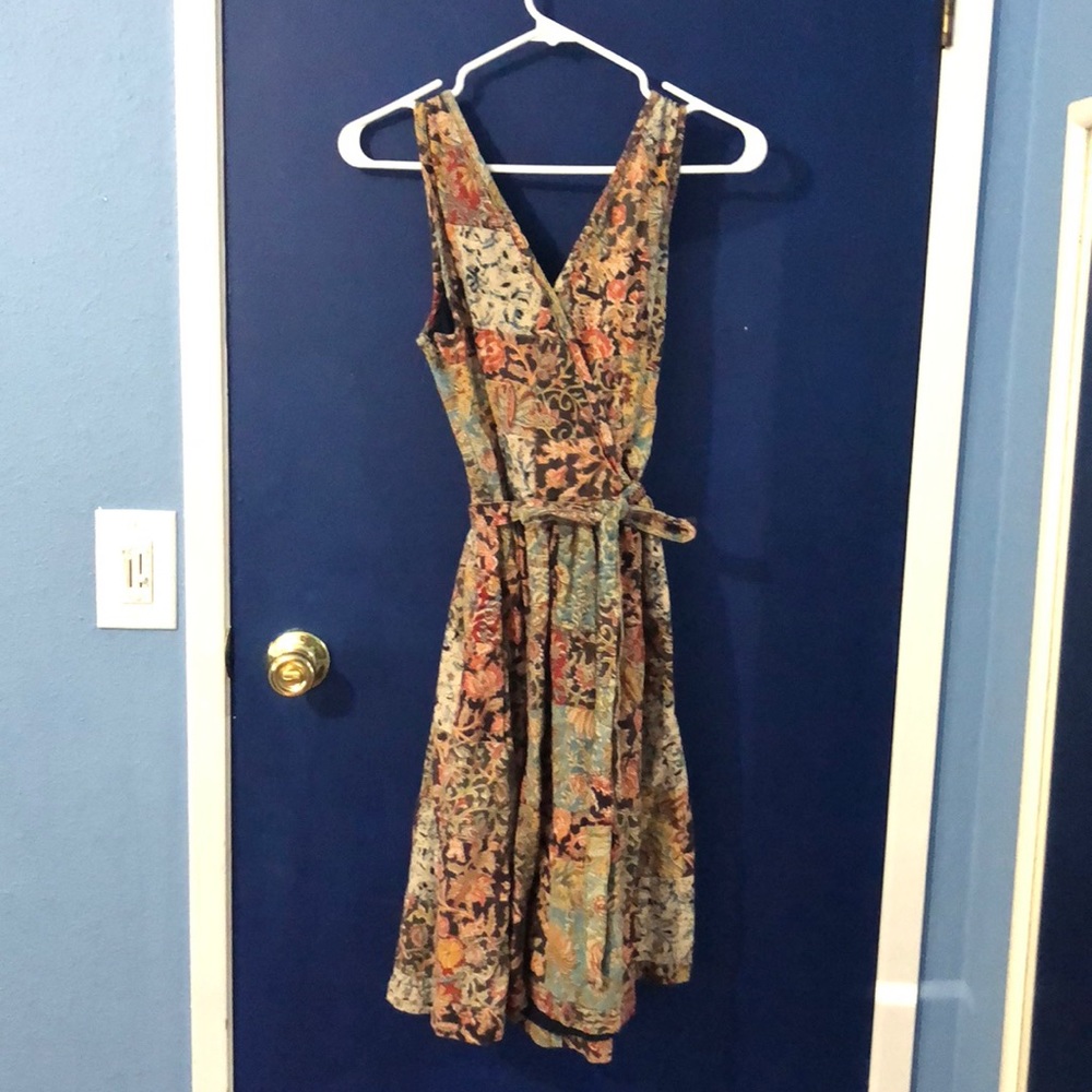 Beautiful Patterned Multicolor Belted Tank Dress - image 1